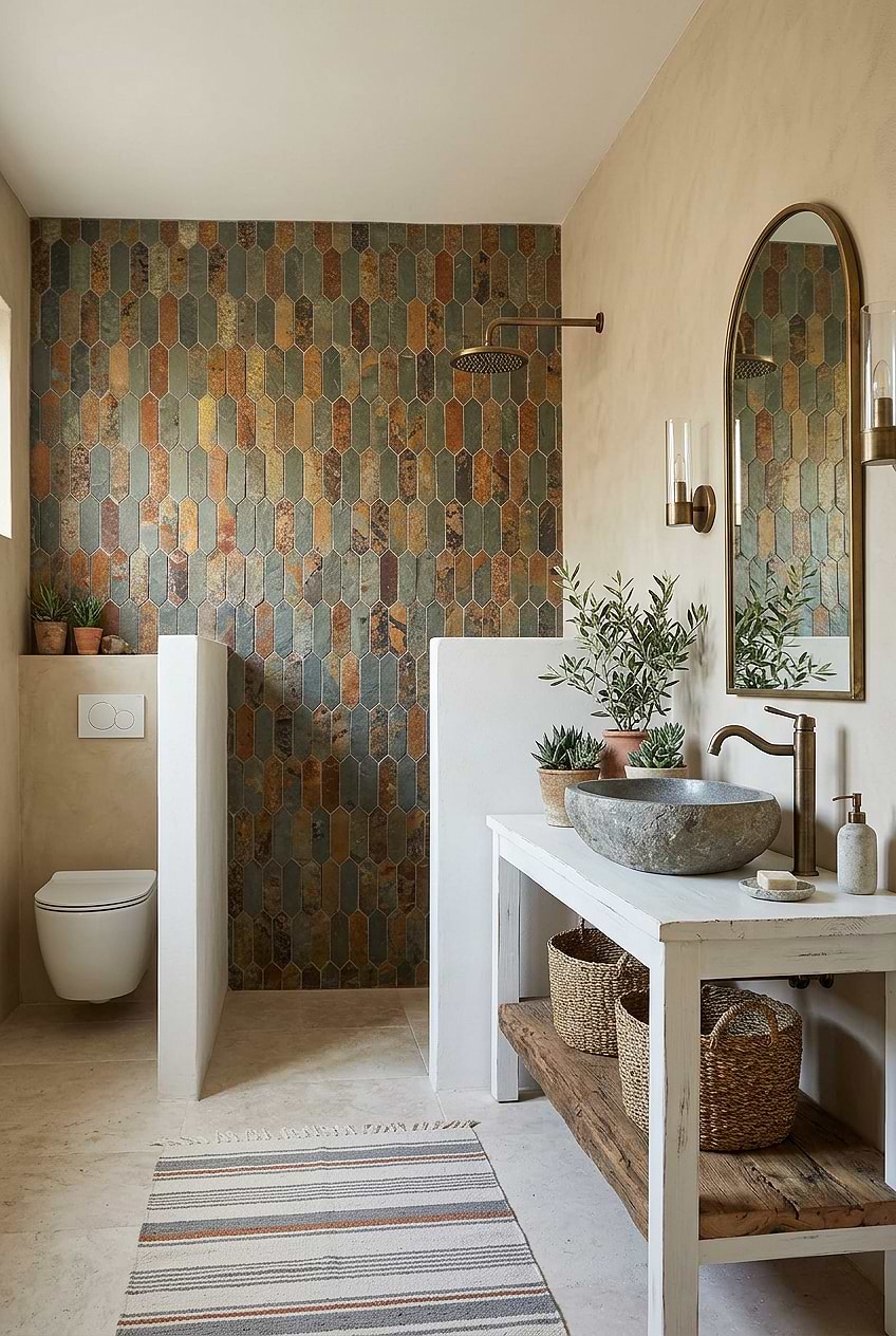 Rustic Picket Slate Shower Wall Tile BA1066