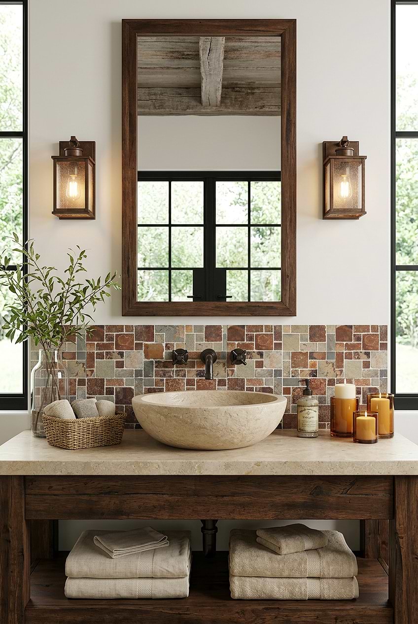 Rustic Rusty Brown Slate Mosaic Bathroom BA1064 Rustic Rusty Brown Slate Mosaic Bathroom BA1064