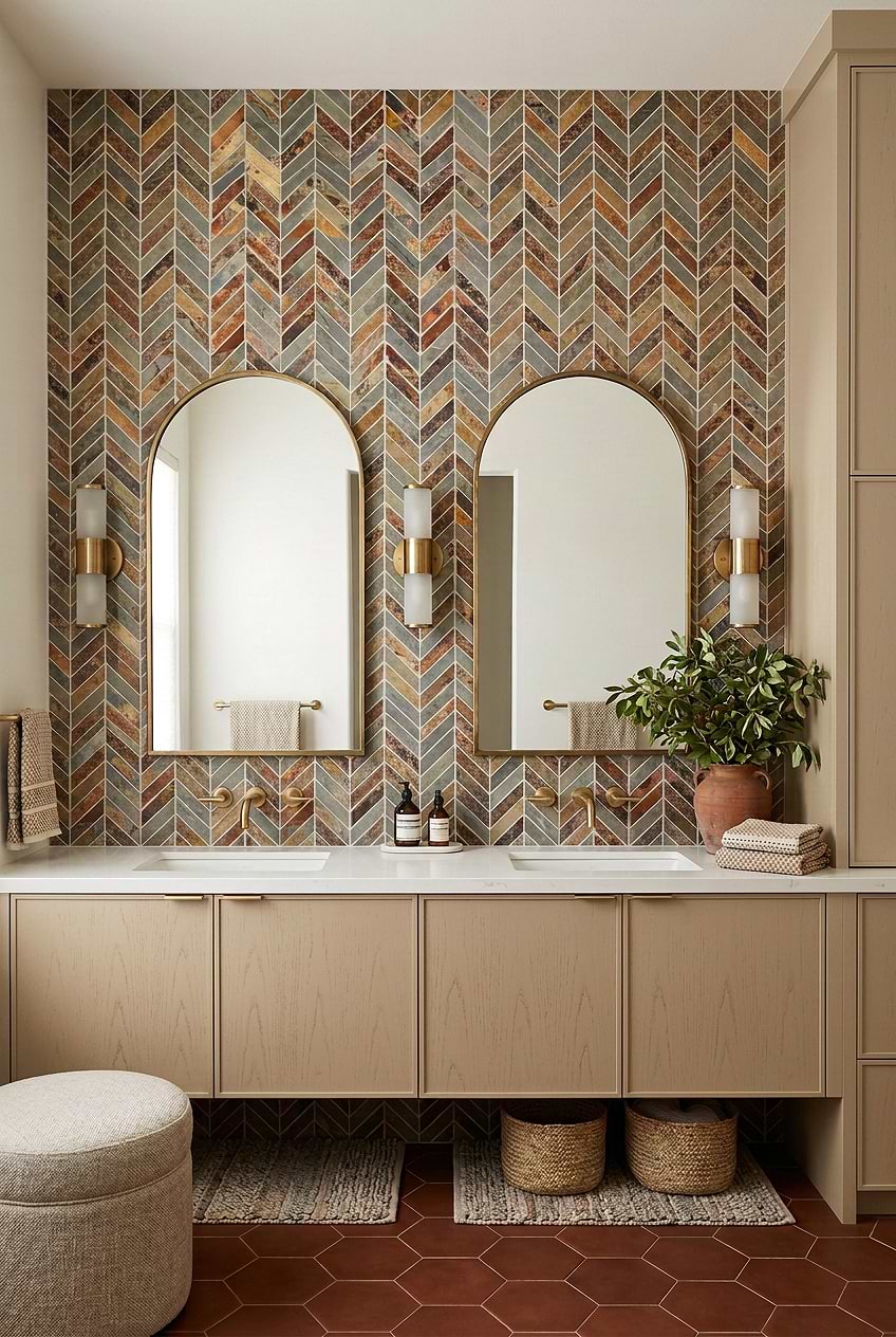 Rustic Slate Chevron Backsplash Tile BA1065