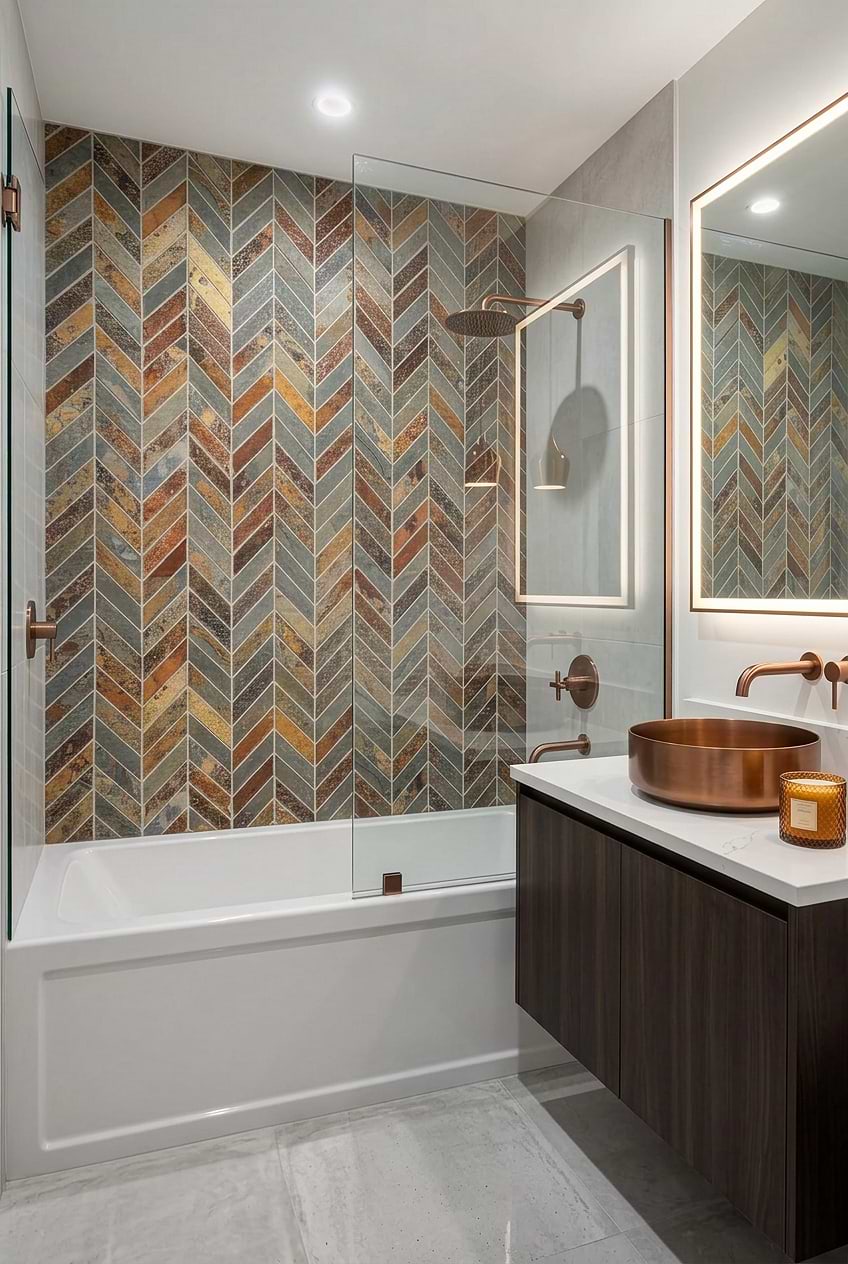 Rustic Slate Chevron Bathroom Tile BA1065 Rustic Slate Chevron Bathroom Tile BA1065