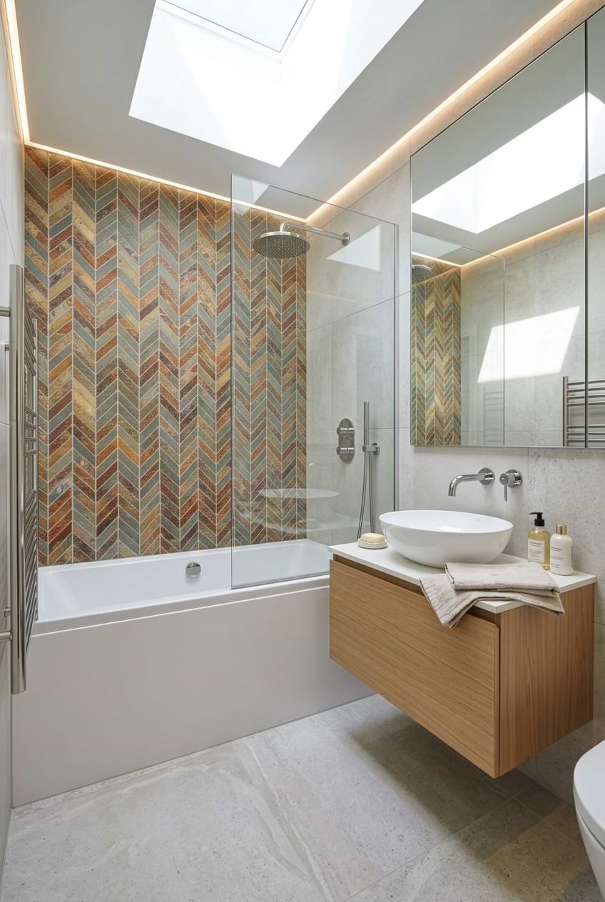 Rustic Slate Chevron Bathtub Wall BA1065 Rustic Slate Chevron Bathtub Wall BA1065