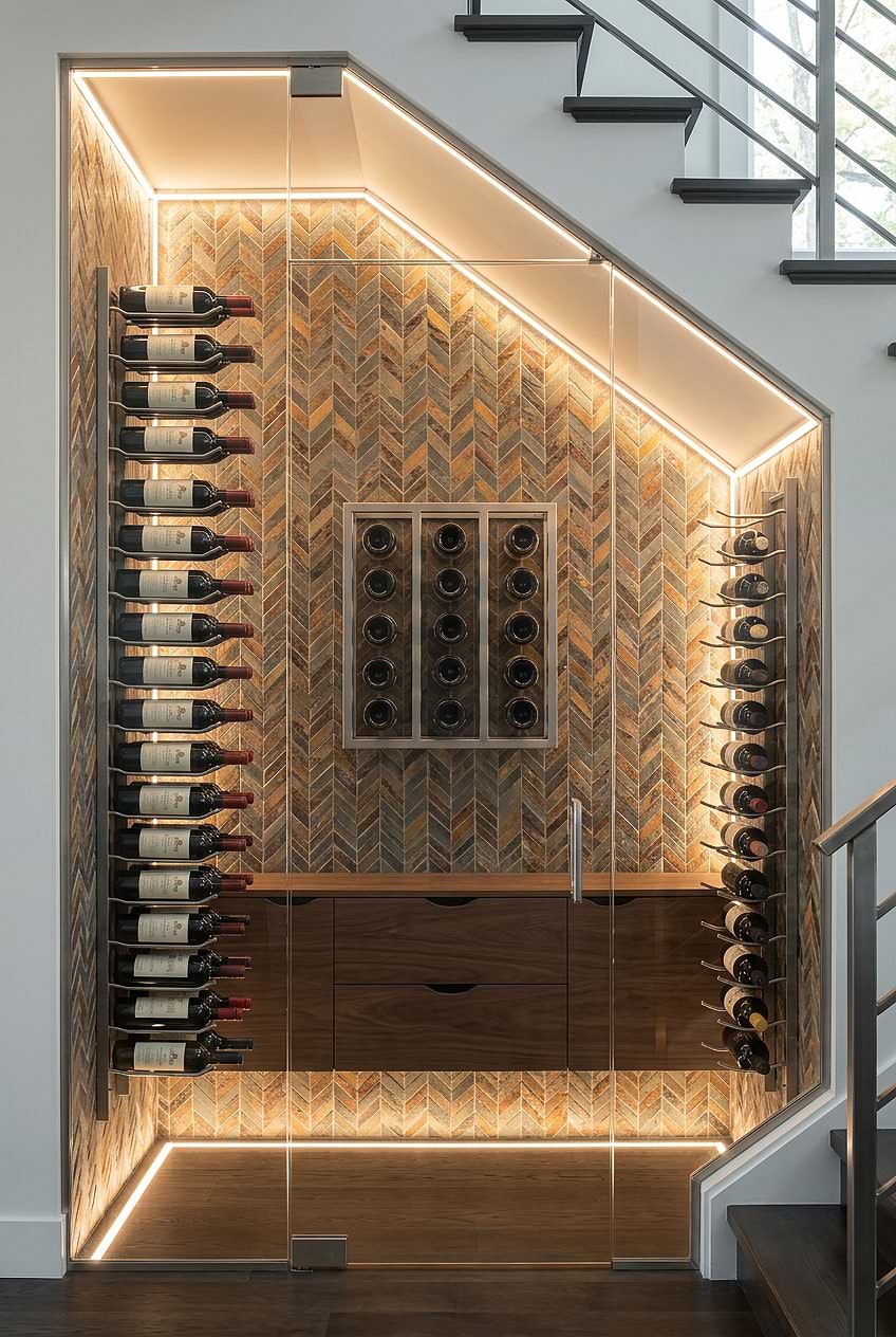 Rustic Slate Chevron Small Wine Cellar BA1065 Rustic Slate Chevron Small Wine Cellar BA1065