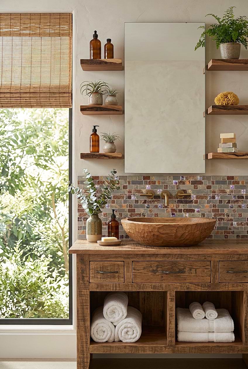 Rustic Slate Glass Mosaic Bathroom BA1026 Rustic Slate Glass Mosaic Bathroom BA1026