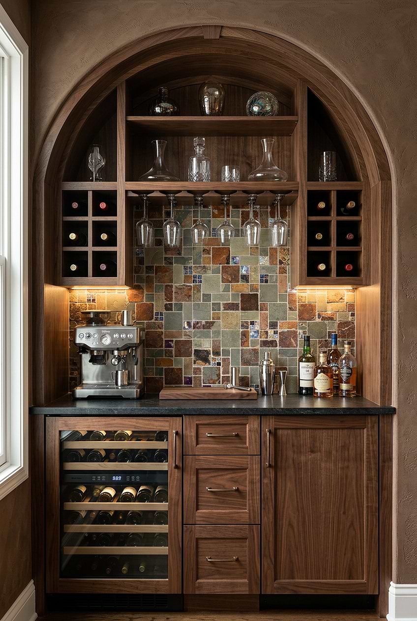 Rustic Slate Glass Mosaic Wine Cellar BA1027 Rustic Slate Glass Mosaic Wine Cellar BA1027
