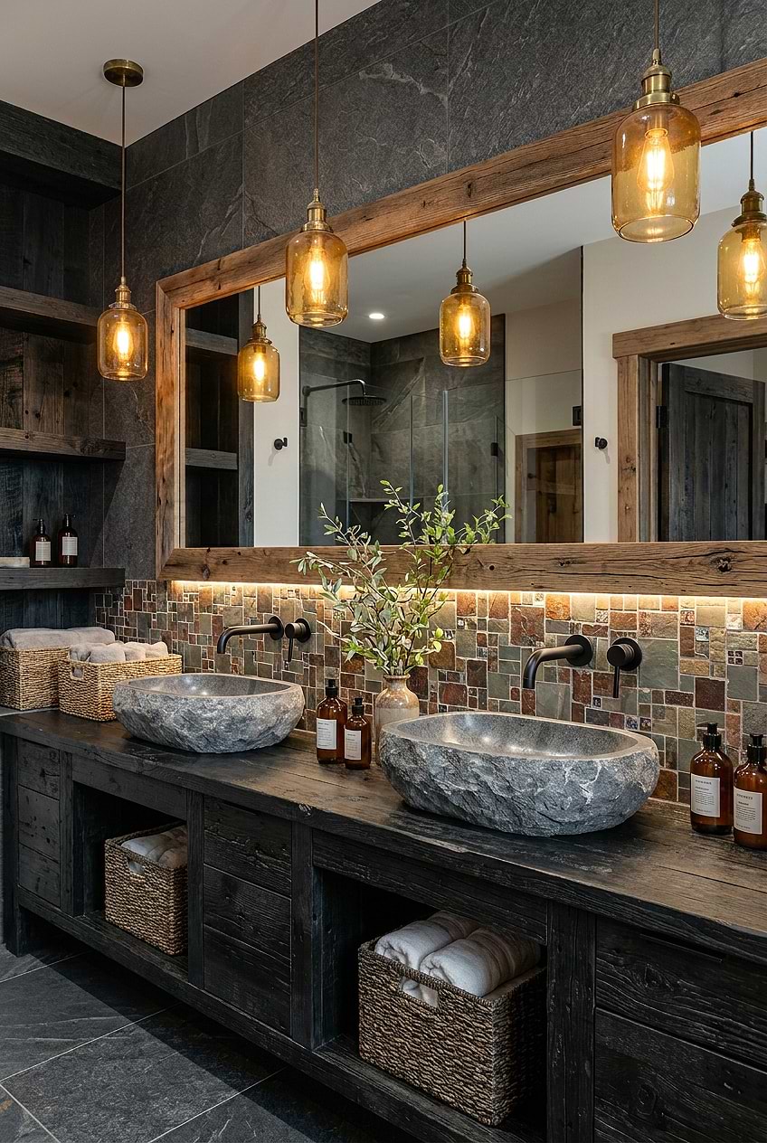 Rustic Slate Mosaic Bathroom Vanity BA1027 Rustic Slate Mosaic Bathroom Vanity BA1027