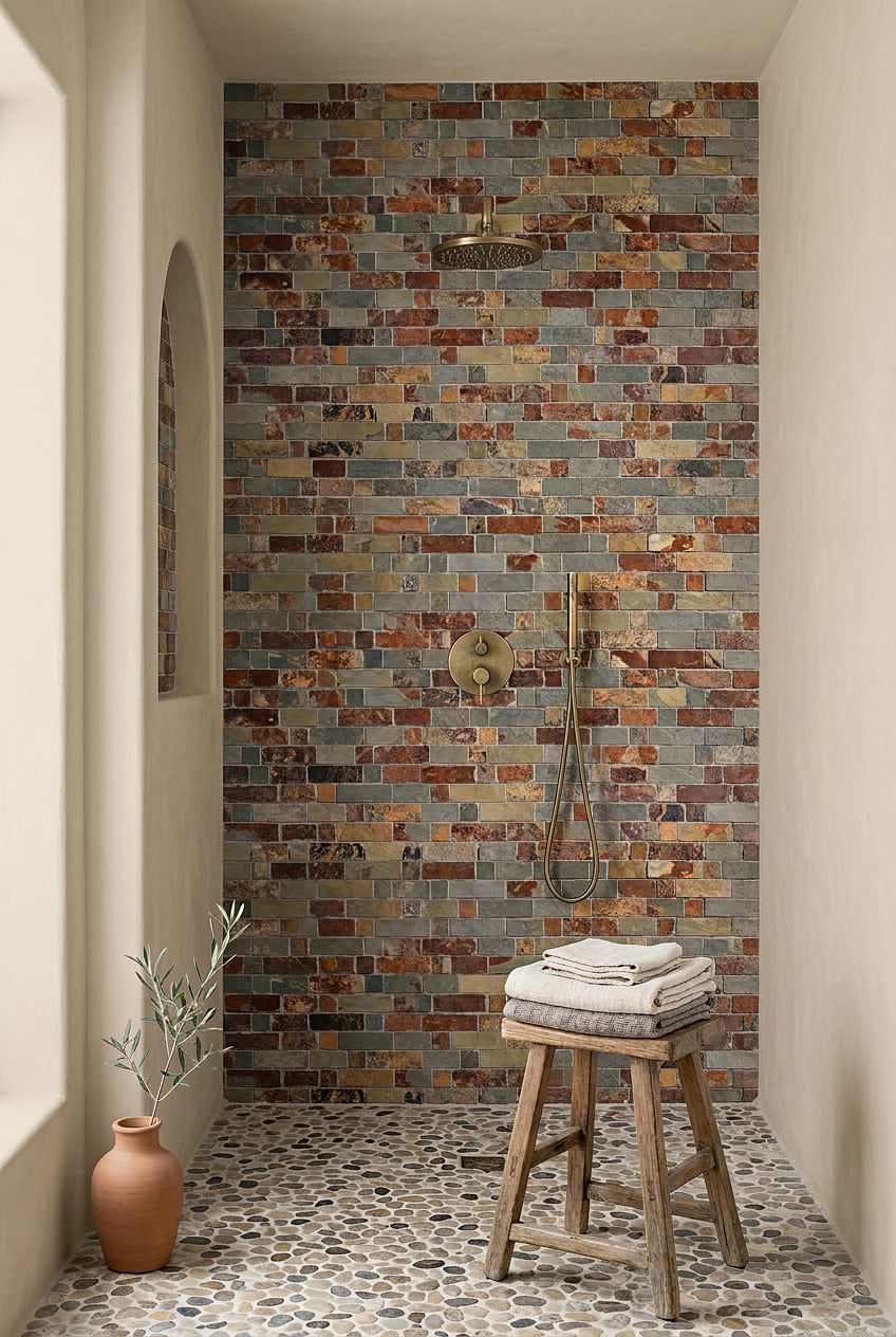 Rustic Slate Mosaic Shower Wall BA1063