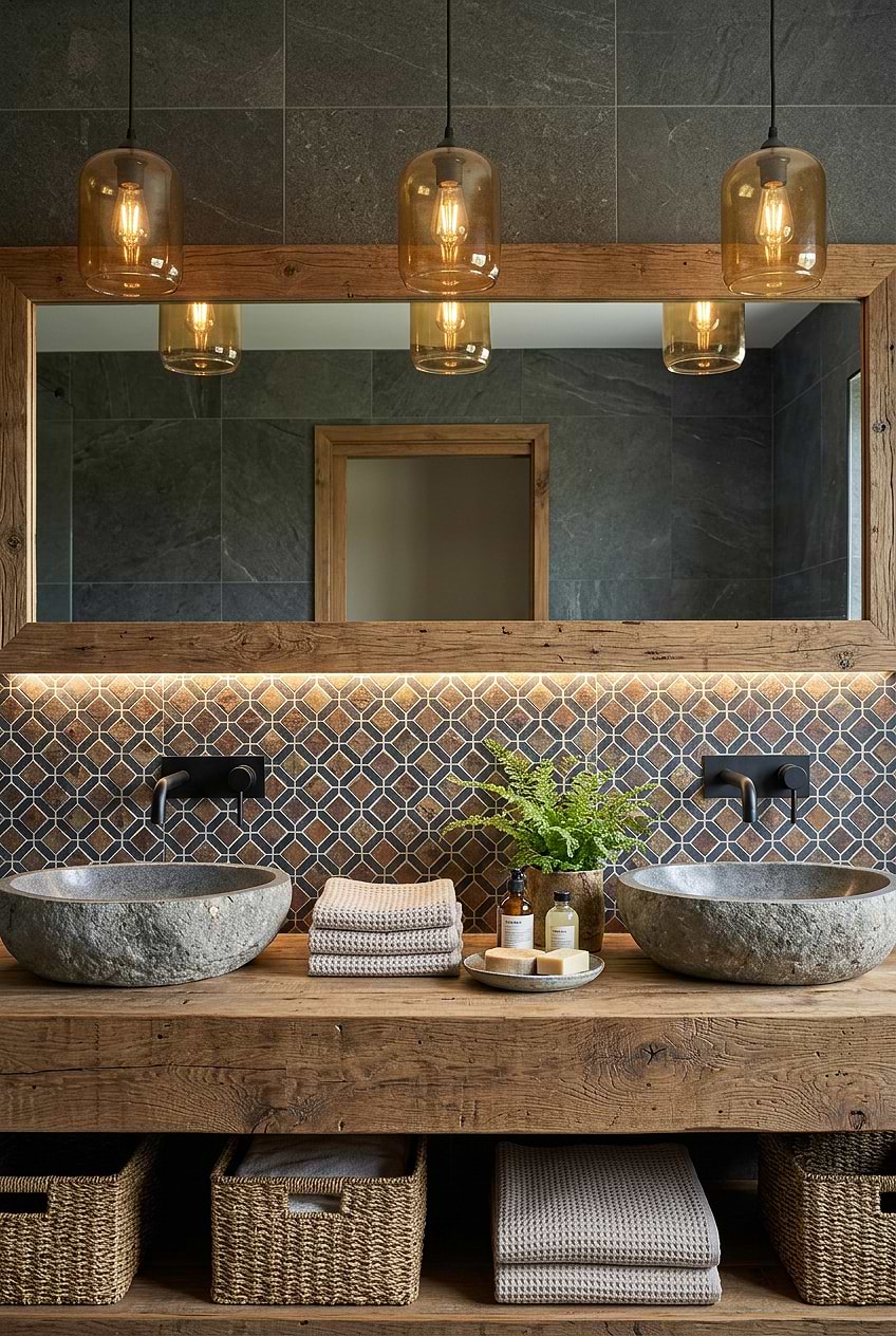 Rusty Brown Diamond Slate Vanity Tile BA1067