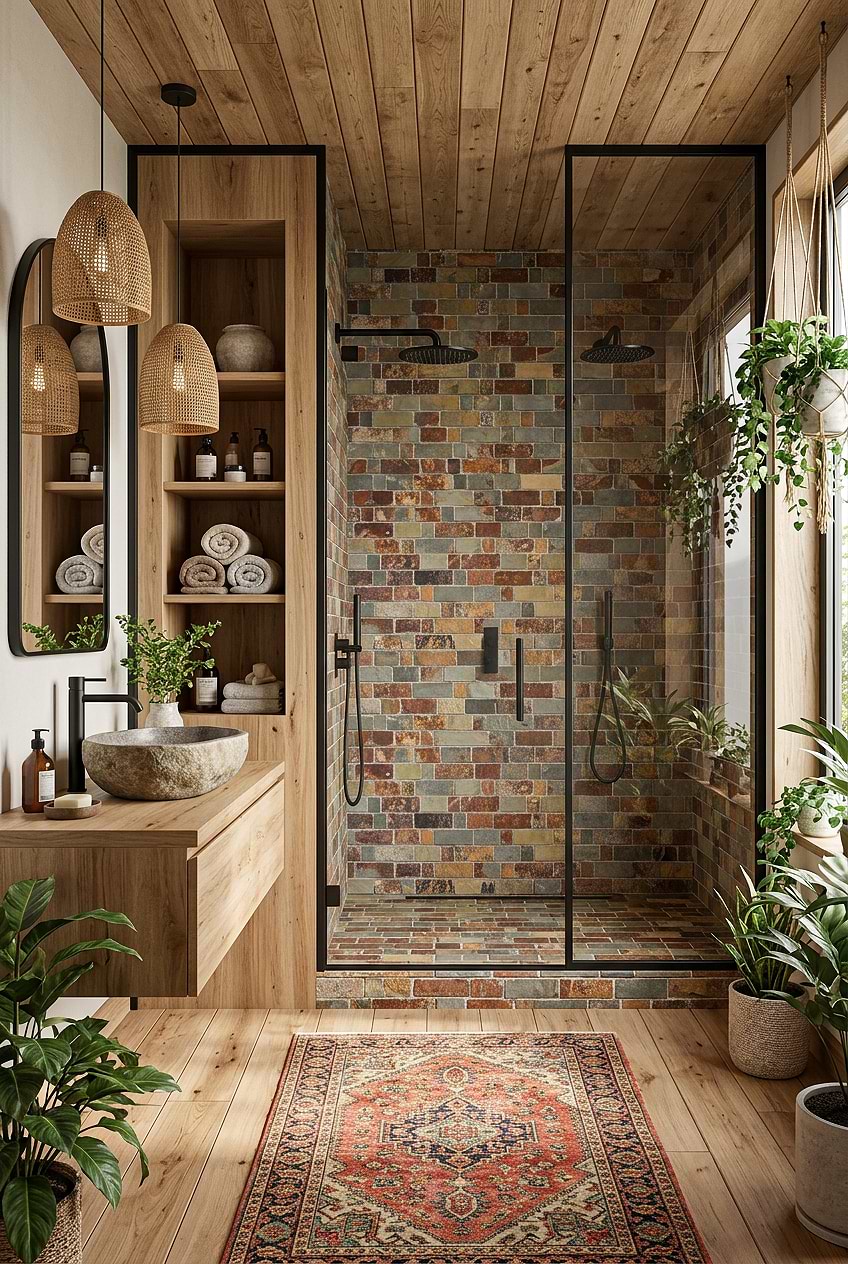 Rusty Brown Slate Rustic Shower Tile BA1063