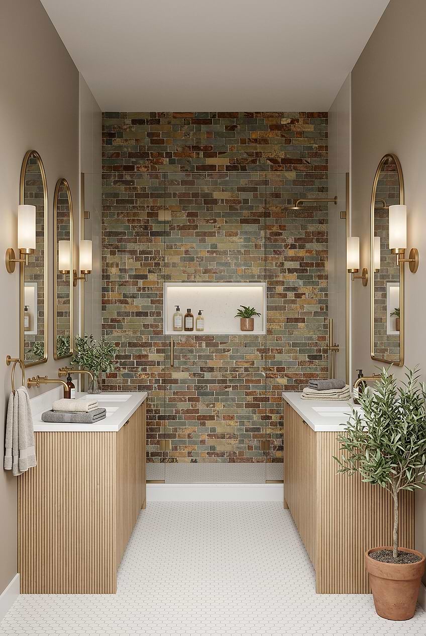 Rusty Brown Slate Shower Mosaic Tile BA1063