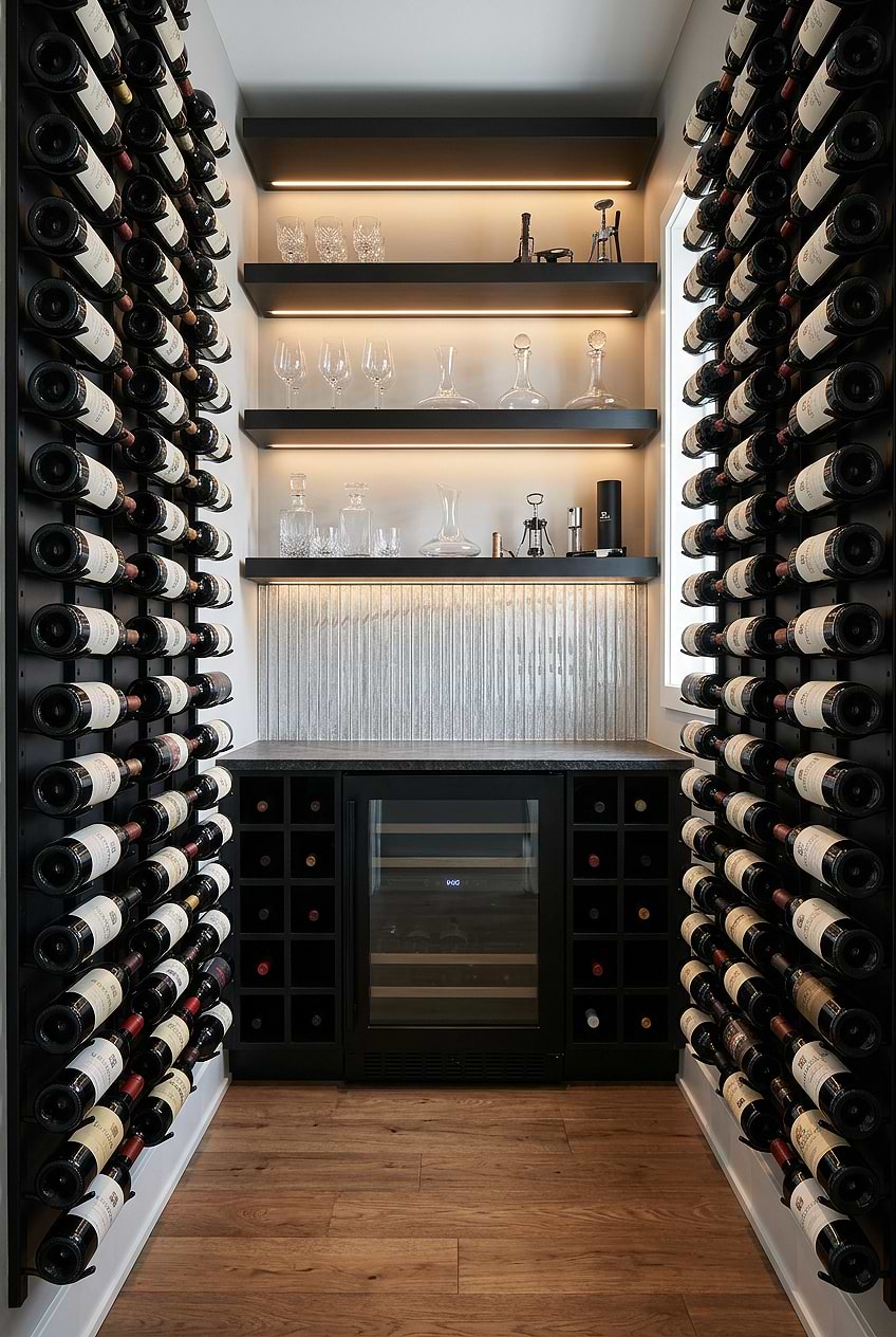 Shimmery White Glass Modern Wine Cellar Backsplash BA8022 Shimmery White Glass Modern Wine Cellar Backsplash BA8022