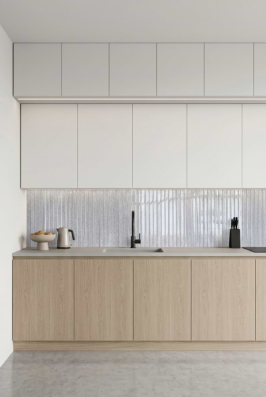 Shimmery White Vertical Glass Kitchen Tile BA8022