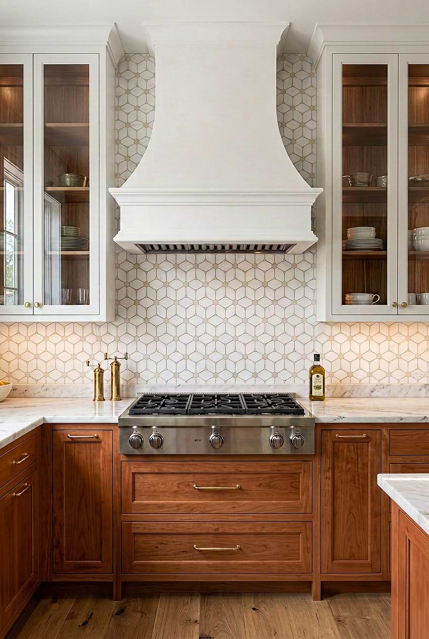 White Beige Flower Mosaic Kitchen Tile BA6310 White Beige Flower Mosaic Kitchen Tile BA6310