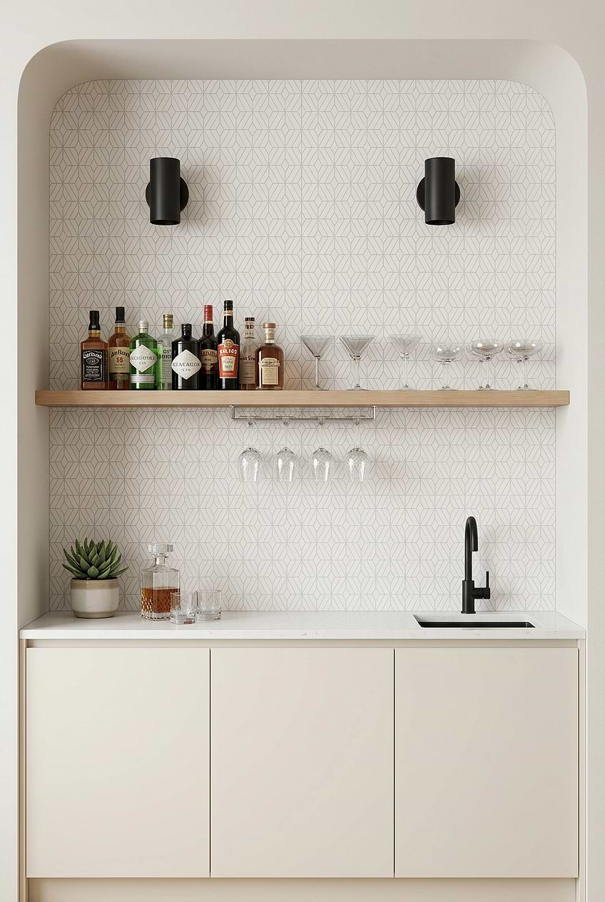 White Geometric Marble Mosaic Bar Tile BA6307