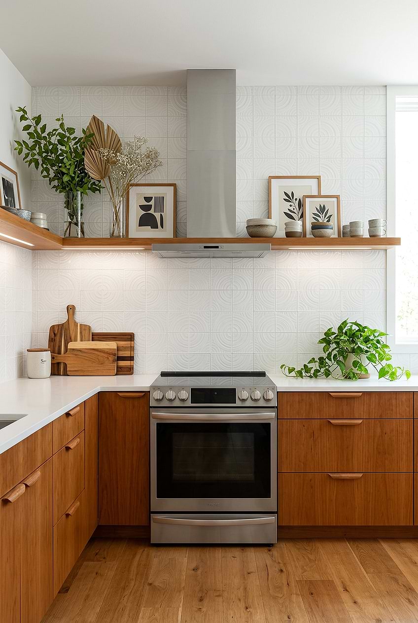 White Glass Geometric Pattern Backsplash BA64001