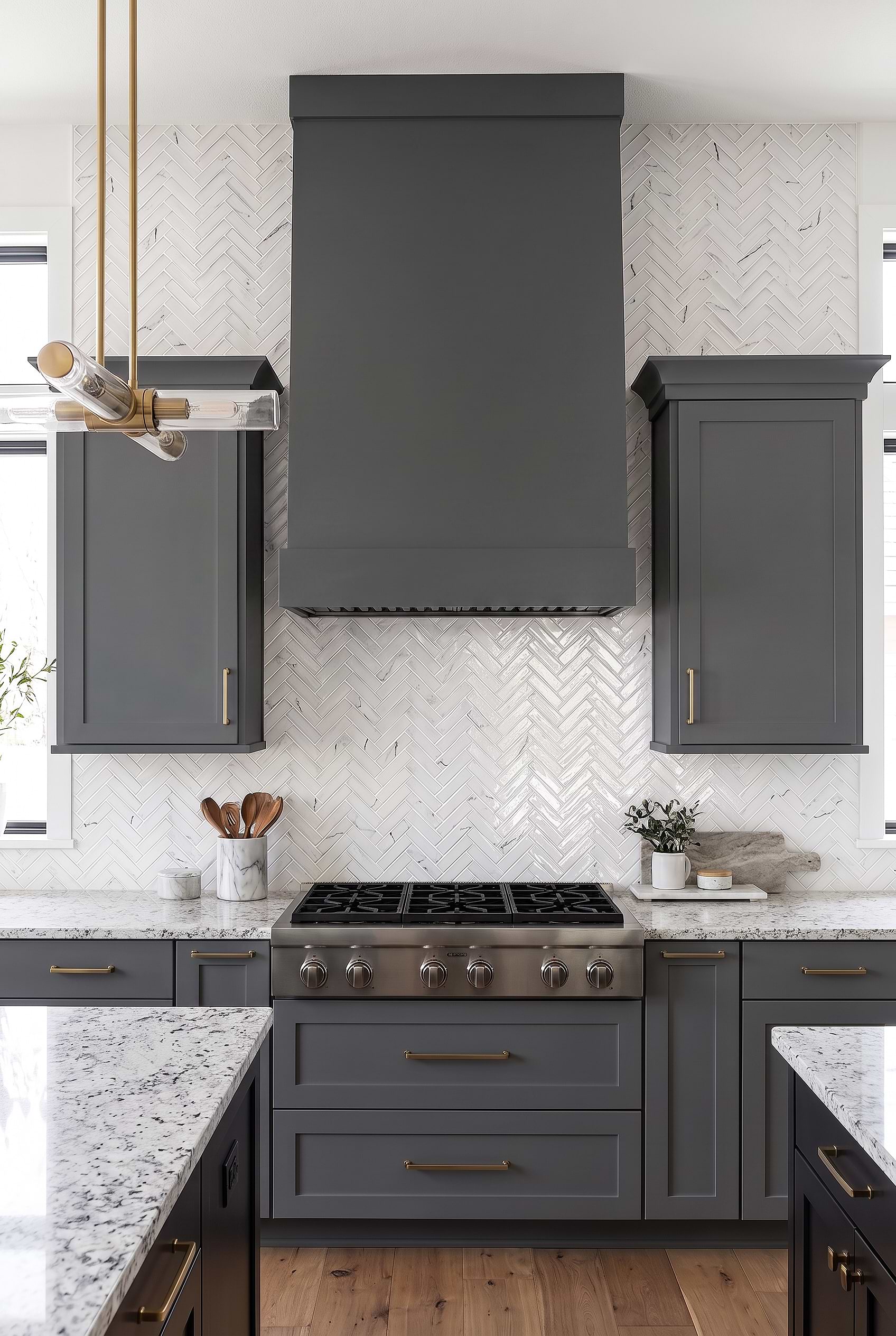 White Glass Marble Herringbone Kitchen Tile BA5503