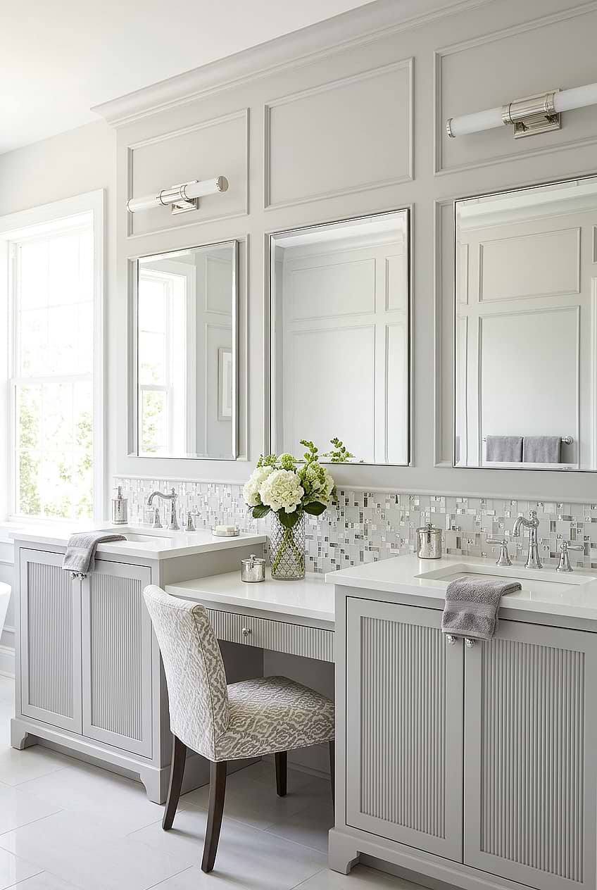 White Glass Metal Vanity Mosaic Tile BA1138 White Glass Metal Vanity Mosaic Tile BA1138