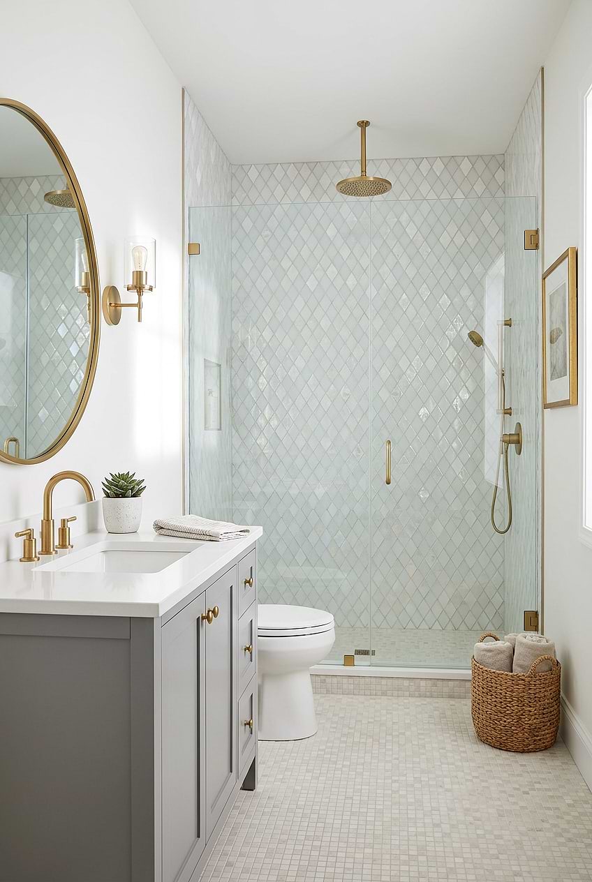 White Glass Shell Diamond Shower Tile BA6706 White Glass Shell Diamond Shower Tile BA6706