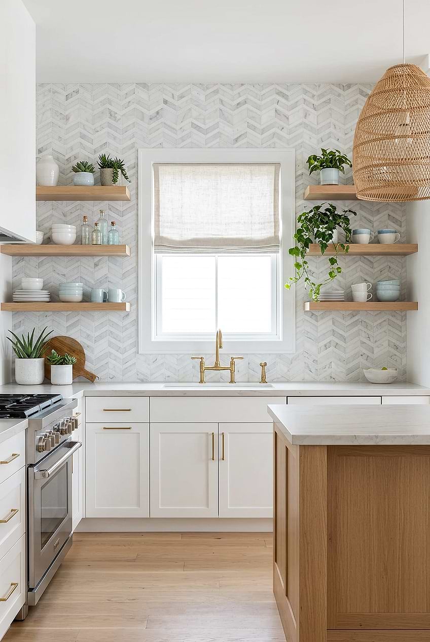 White Gray Chevron Bright Kitchen Tile BA6311 White Gray Chevron Bright Kitchen Tile BA6311