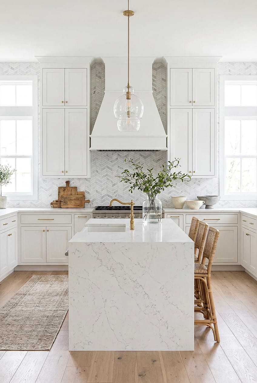 White Gray Chevron Marble Kitchen Backsplash BA6311 White Gray Chevron Marble Kitchen Backsplash BA6311