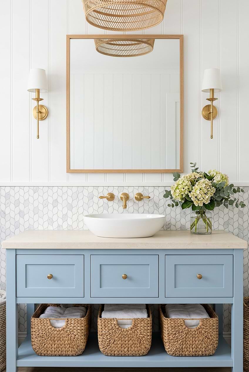 White Gray Marble Leaf Vanity Tile BA6316