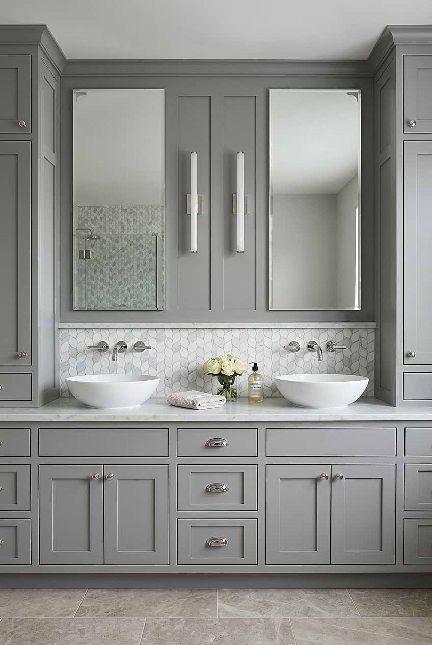 White Gray Marble Leaf Vanity Wall BA6316 White Gray Marble Leaf Vanity Wall BA6316