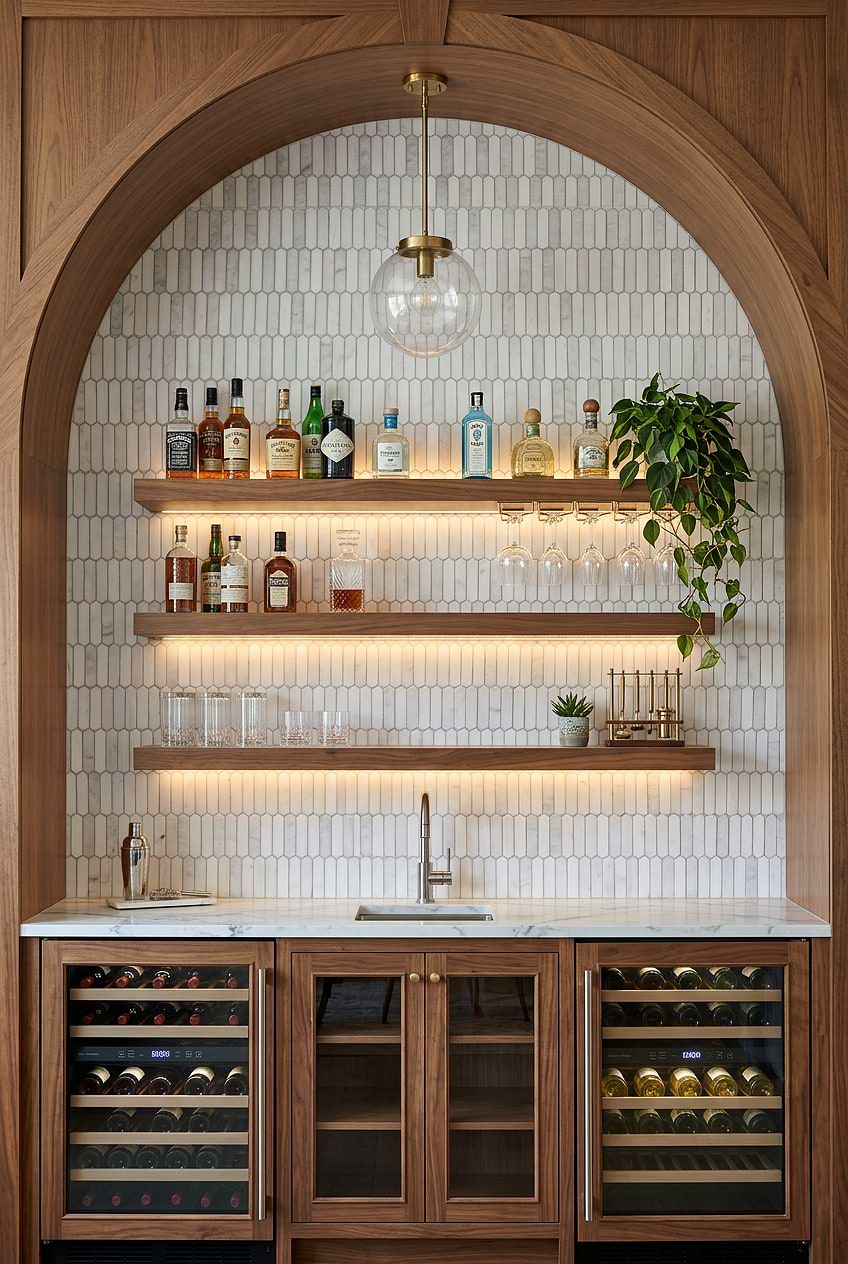 White Gray Picket Marble for Arched Bar BA6321