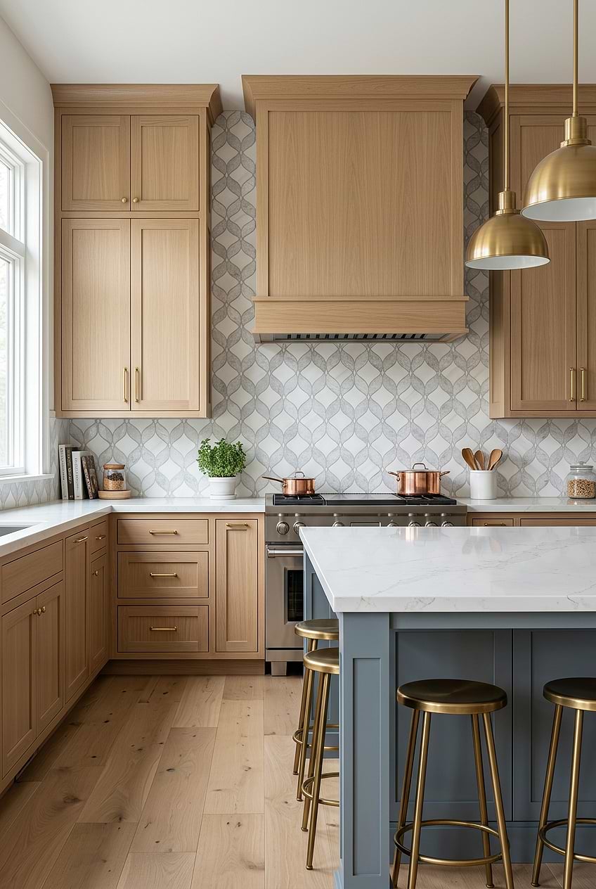 White Gray Waterjet Interlocking Kitchen Tile BA6317