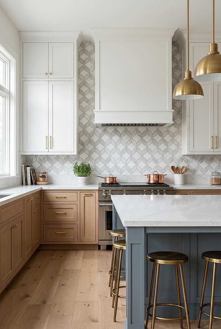 White Gray Waterjet Mosaic Kitchen Backsplash Tile BA6317