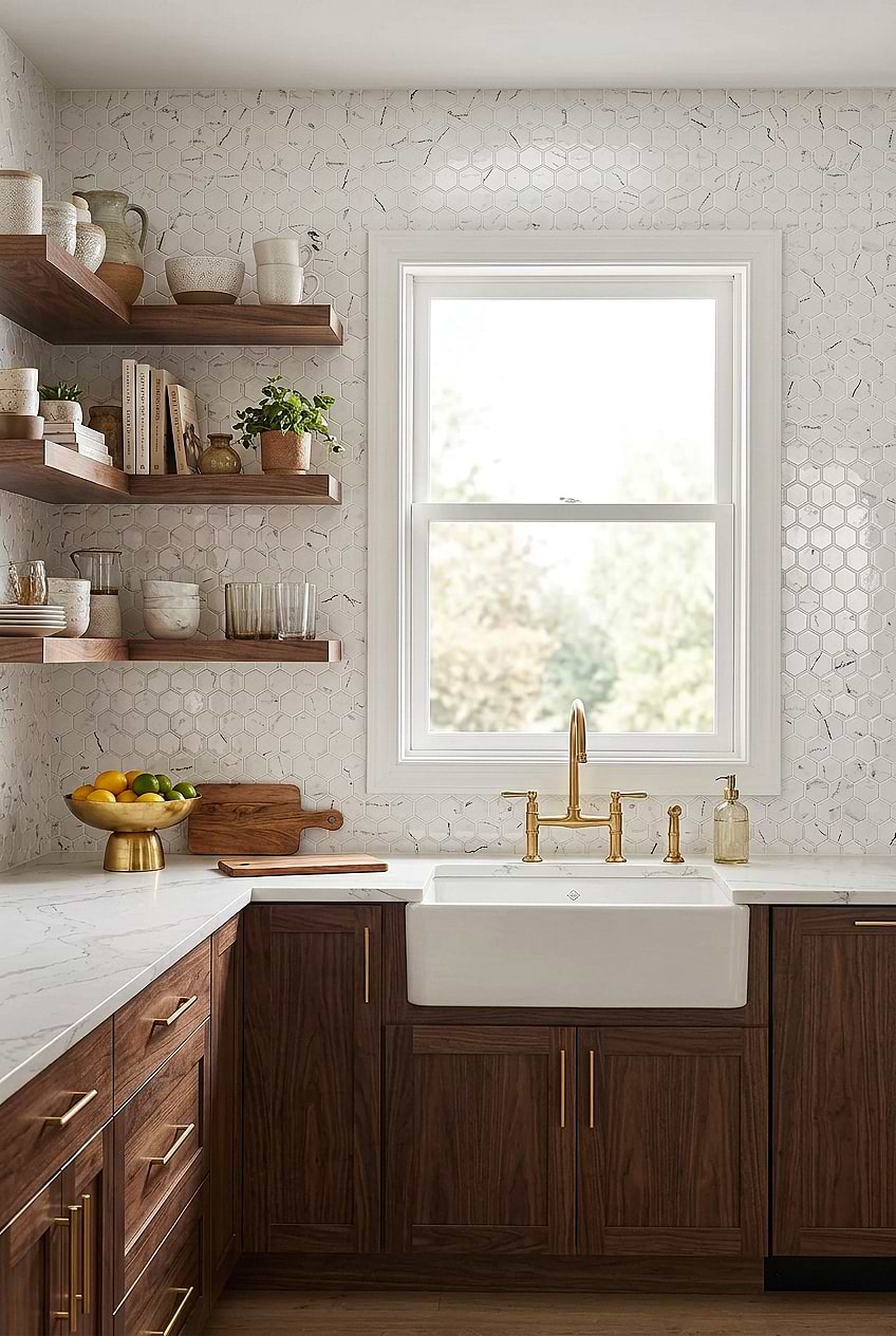 White Hexagon Glass Mosaic Kitchen Backsplash BA5509 blog White Hexagon Glass Mosaic Kitchen Backsplash BA5509