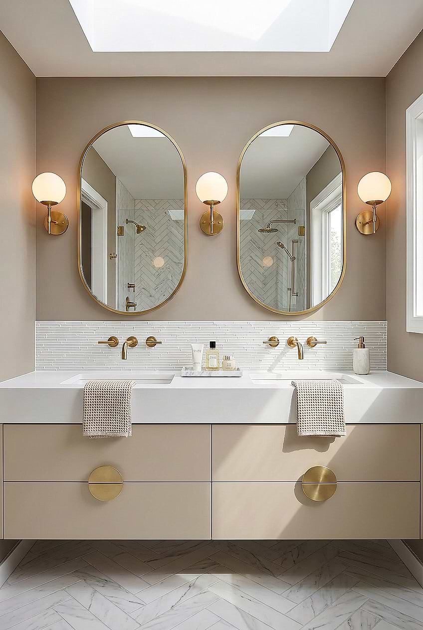 White Linear Mosaic Double Vanity Tile BA1164