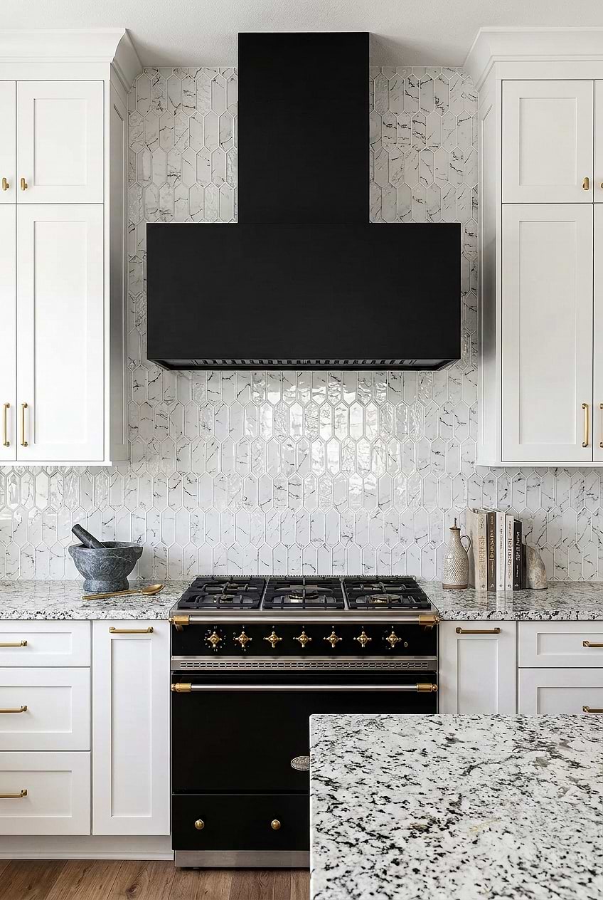 White Marble Glass Picket Kitchen Tile BA5504