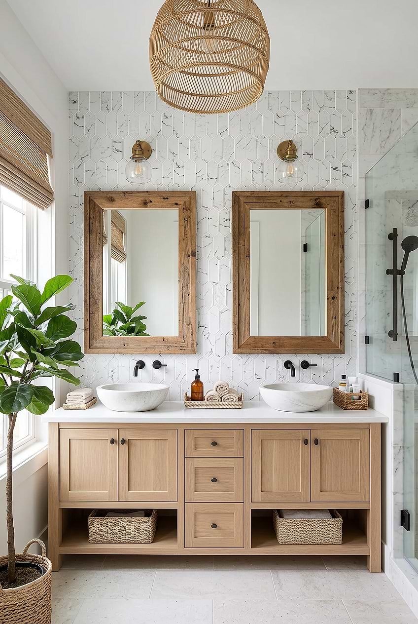 White Marble Glass Picket Vanity Backsplash BA5504