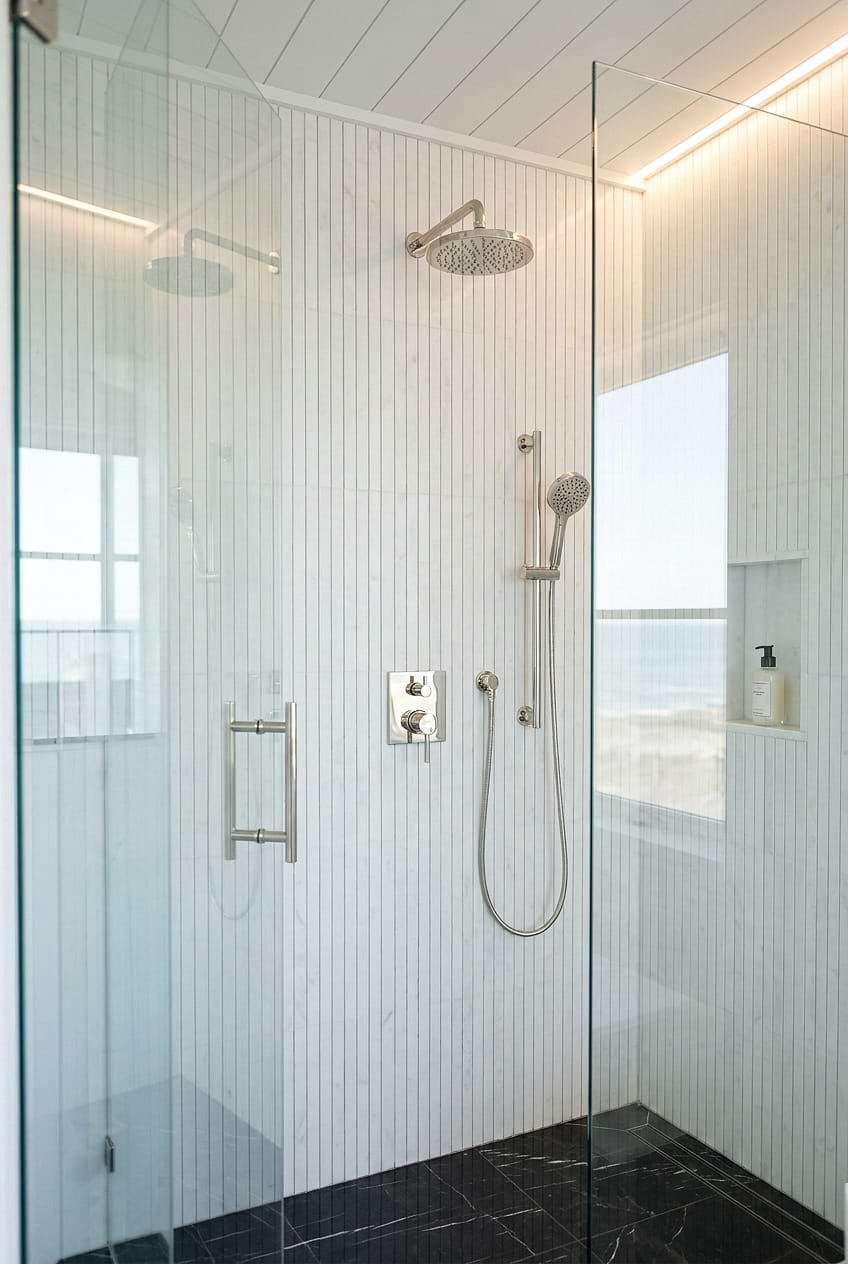 White Marble Linear Shower Tile BA1078 White Marble Linear Shower Tile BA1078