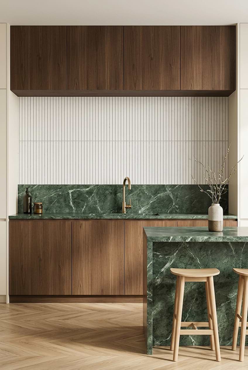 White Marble Long Vertical Mosaic Kitchen Tile BA1078