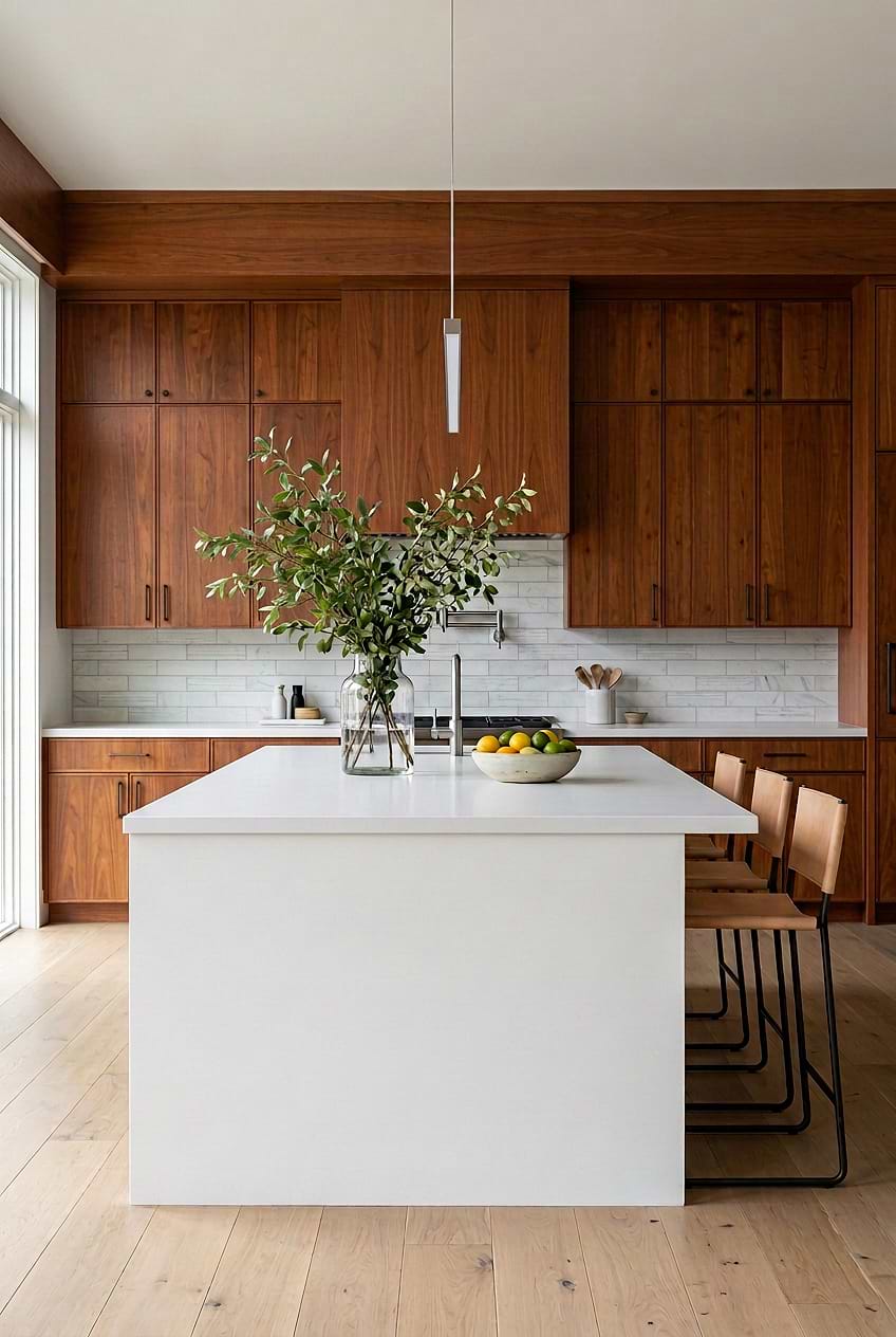 White Marble Subway Cherry Cabinets BA8035 White Marble Subway Cherry Cabinets BA8035