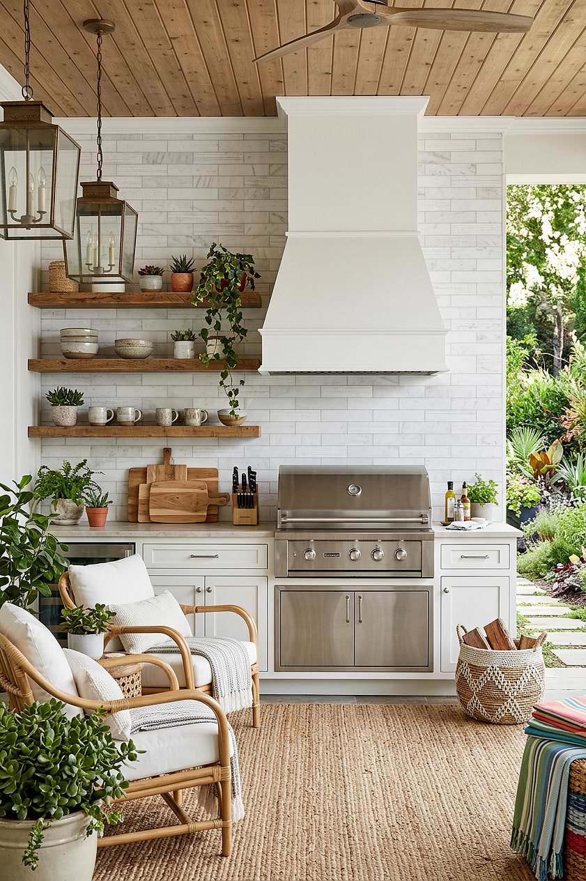 White Marble Subway Outdoor Kitchen BA8035