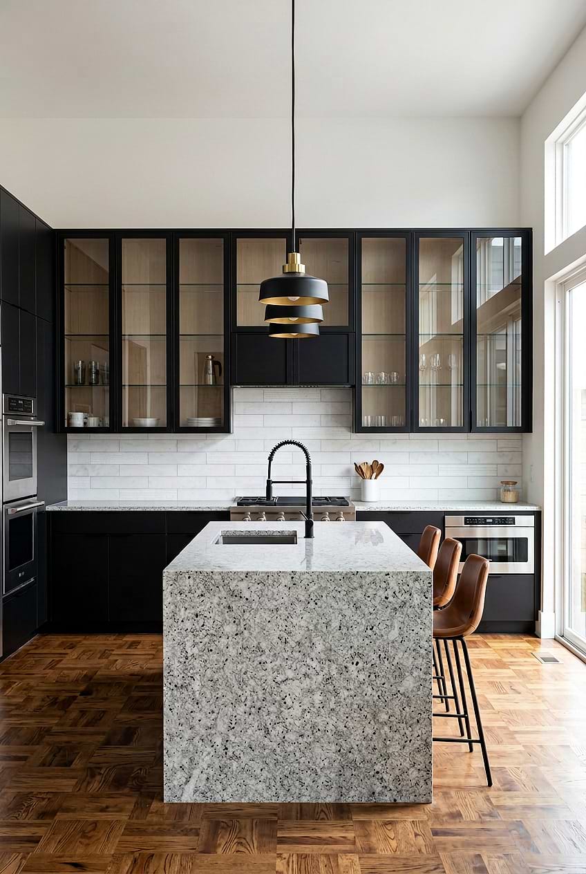 White Marble Subway Tile Kitchen BA8035