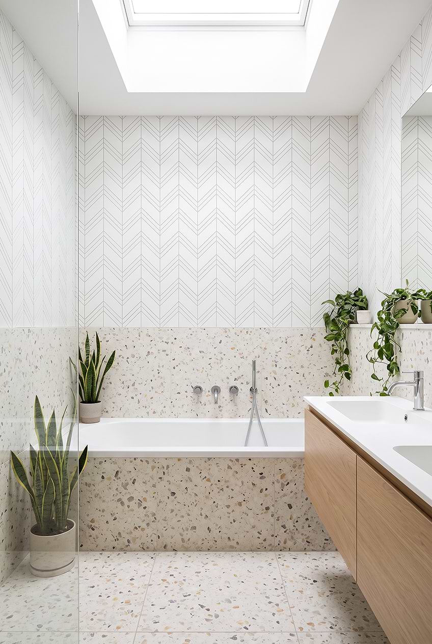 White Marble Tiles with Terrazzo Floor BA6301