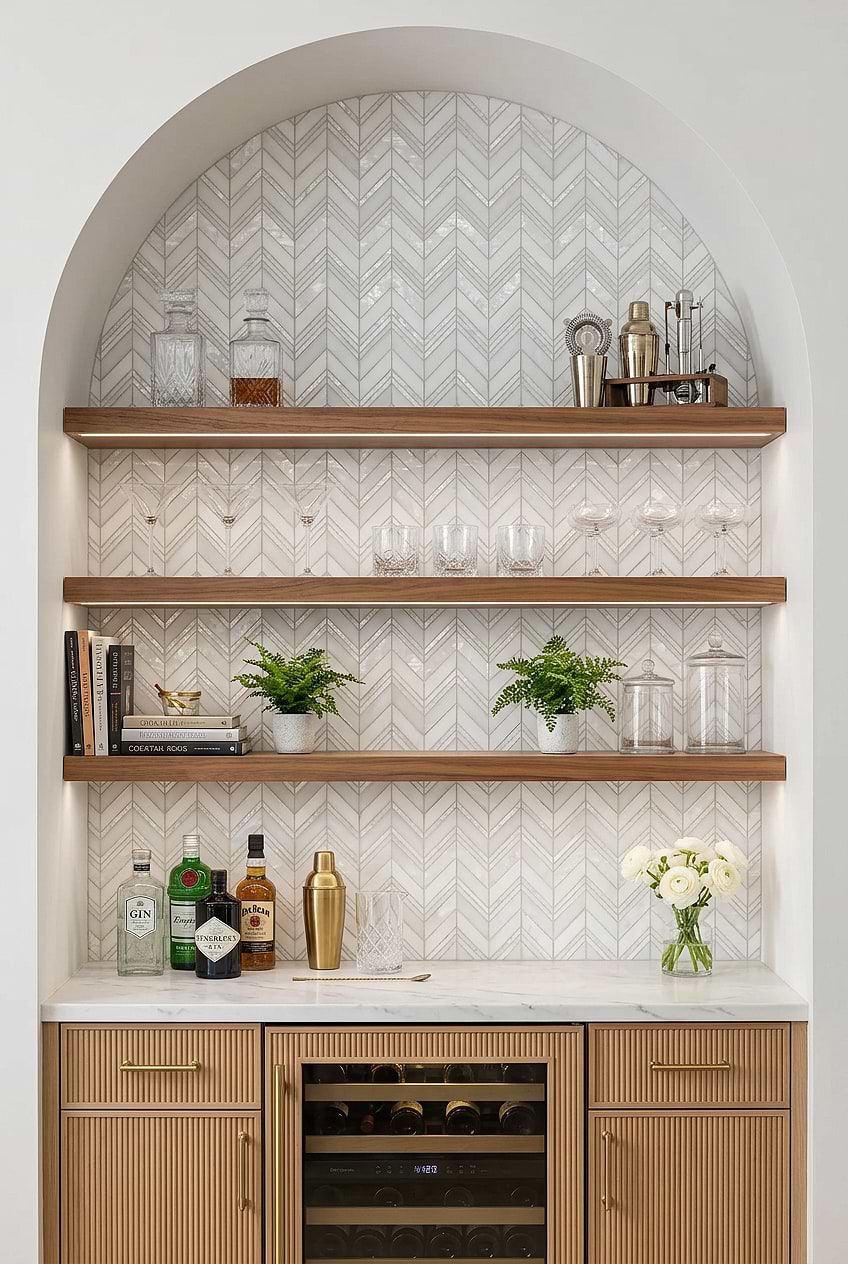 White Pearl Marble Chevron Bar BA8030 