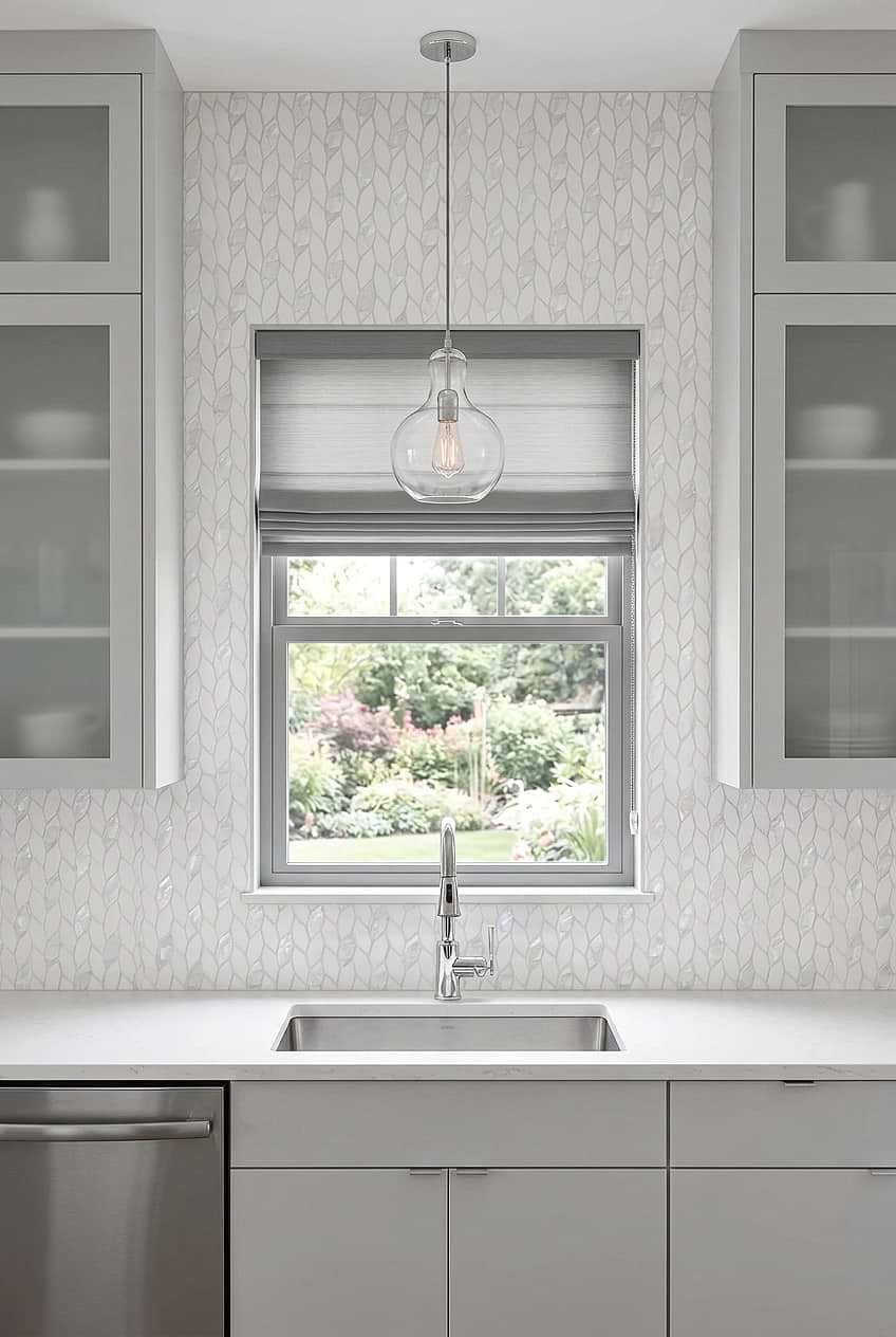 White Pearl Marble Mosaic Kitchen BA7005