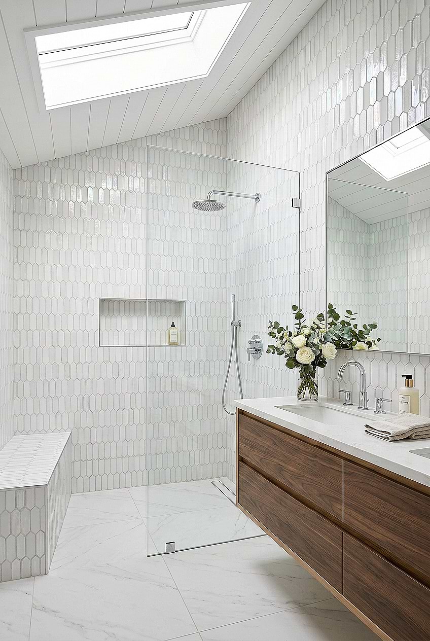 White Pearl Picket Glass Bathroom BA6701