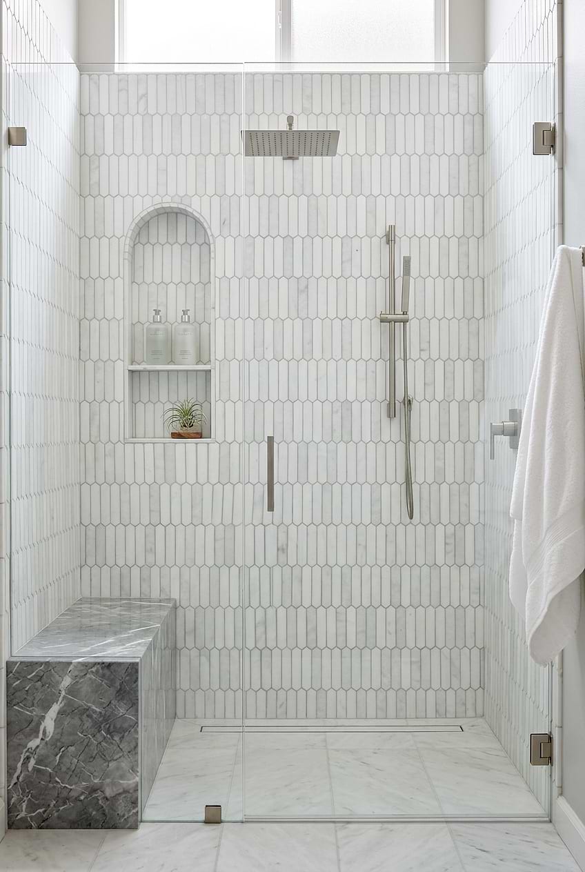White Picket Marble Shower Wall Tile BA6321