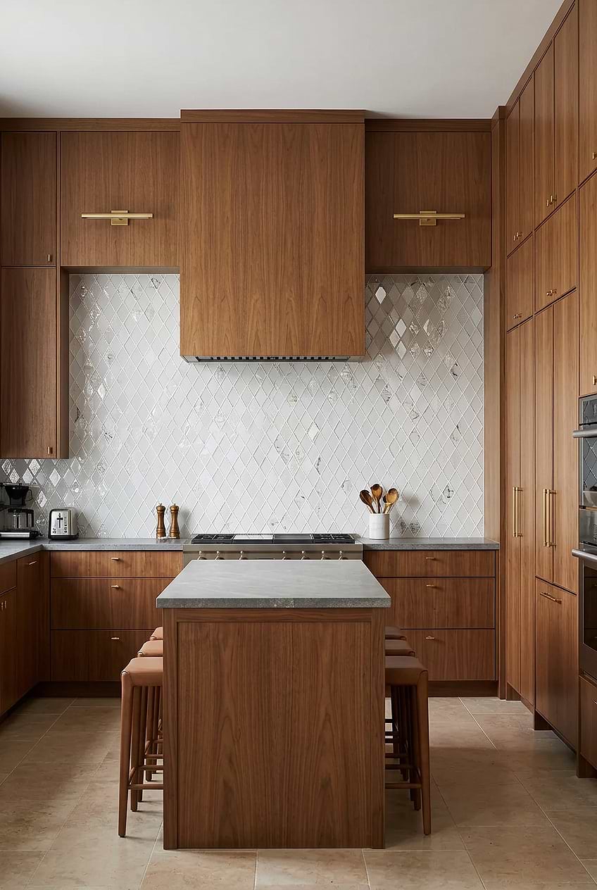 White Rhomboid Glass Kitchen Mosaic BA5502
