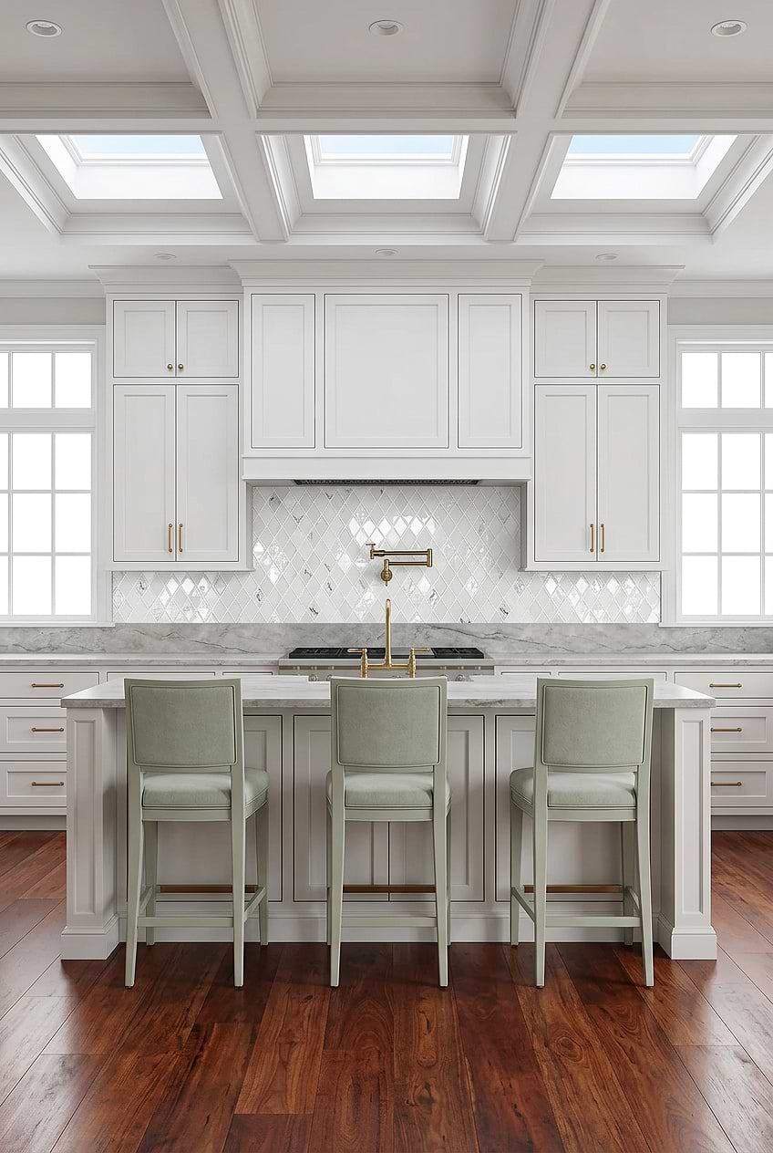 White Rhomboid Glass Mosaic Tile Kitchen BA5502