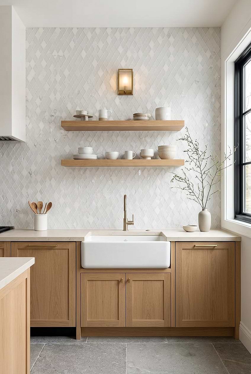 White Shell Glass Rhomboid Kitchen Tile BA62046 White Shell Glass Rhomboid Kitchen Tile BA62046