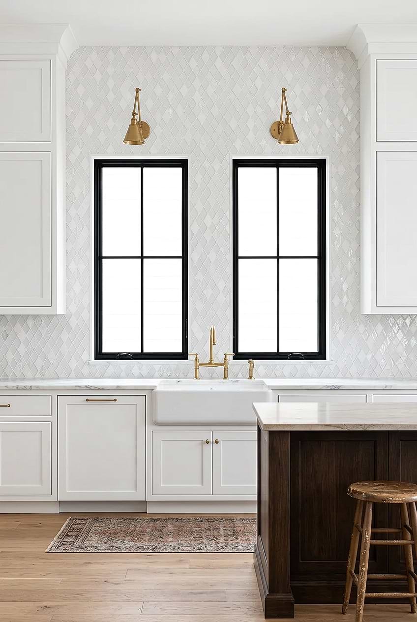 White Shell Rhomboid Mosaic Kitchen Wall BA62046 White Shell Rhomboid Mosaic Kitchen Wall BA62046