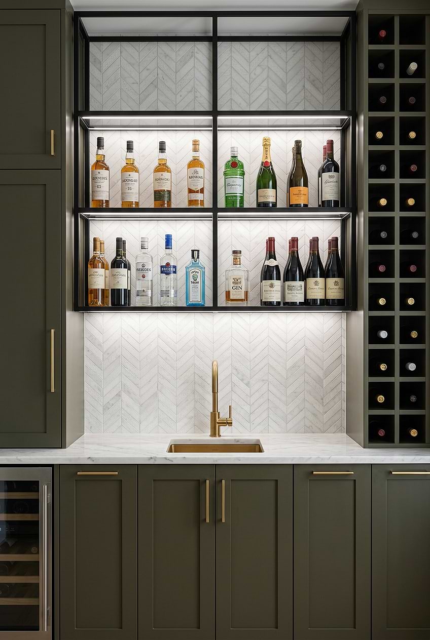 White Textured Marble Chevron Wine Cellar Backsplash BA631613 White Textured Marble Chevron Wine Cellar Backsplash BA631613