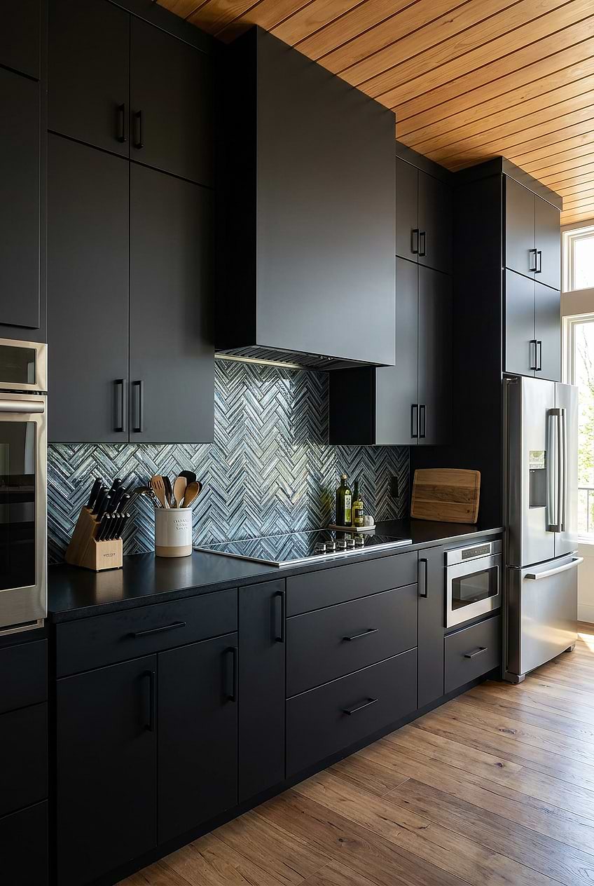 Arctic Blue Glass Herringbone Backsplash BA5525