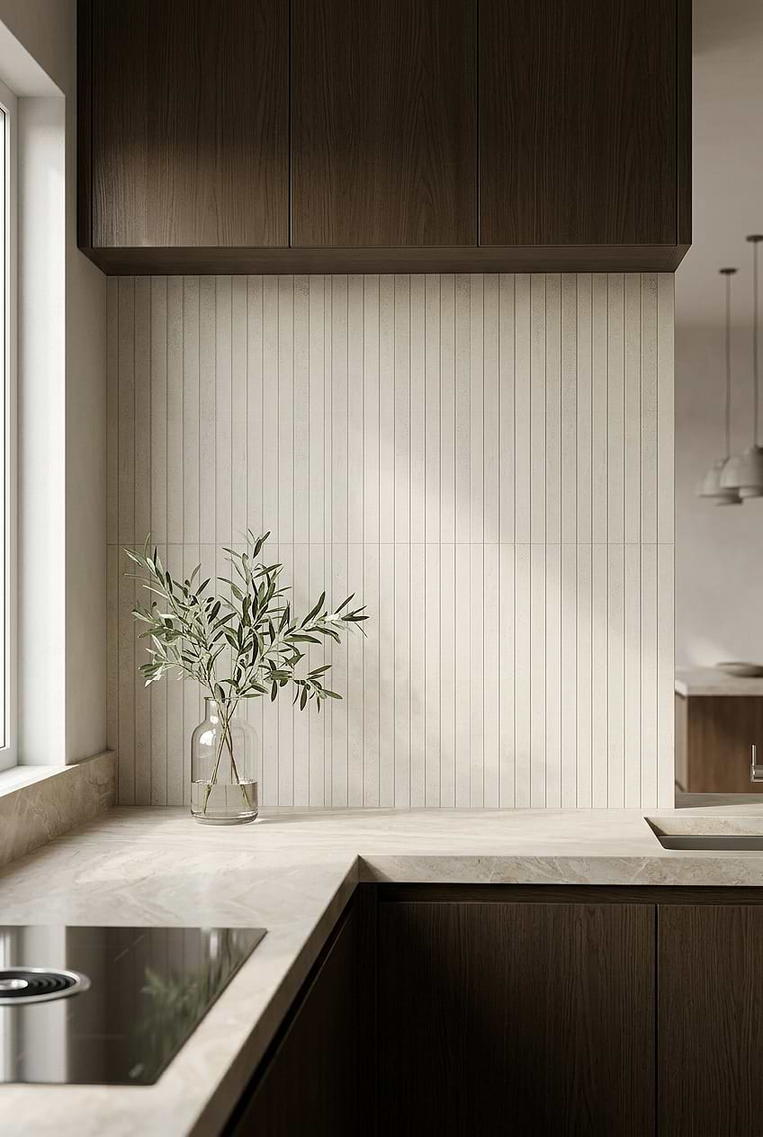Beige Linear Porcelain Scandinavian Kitchen BA4501