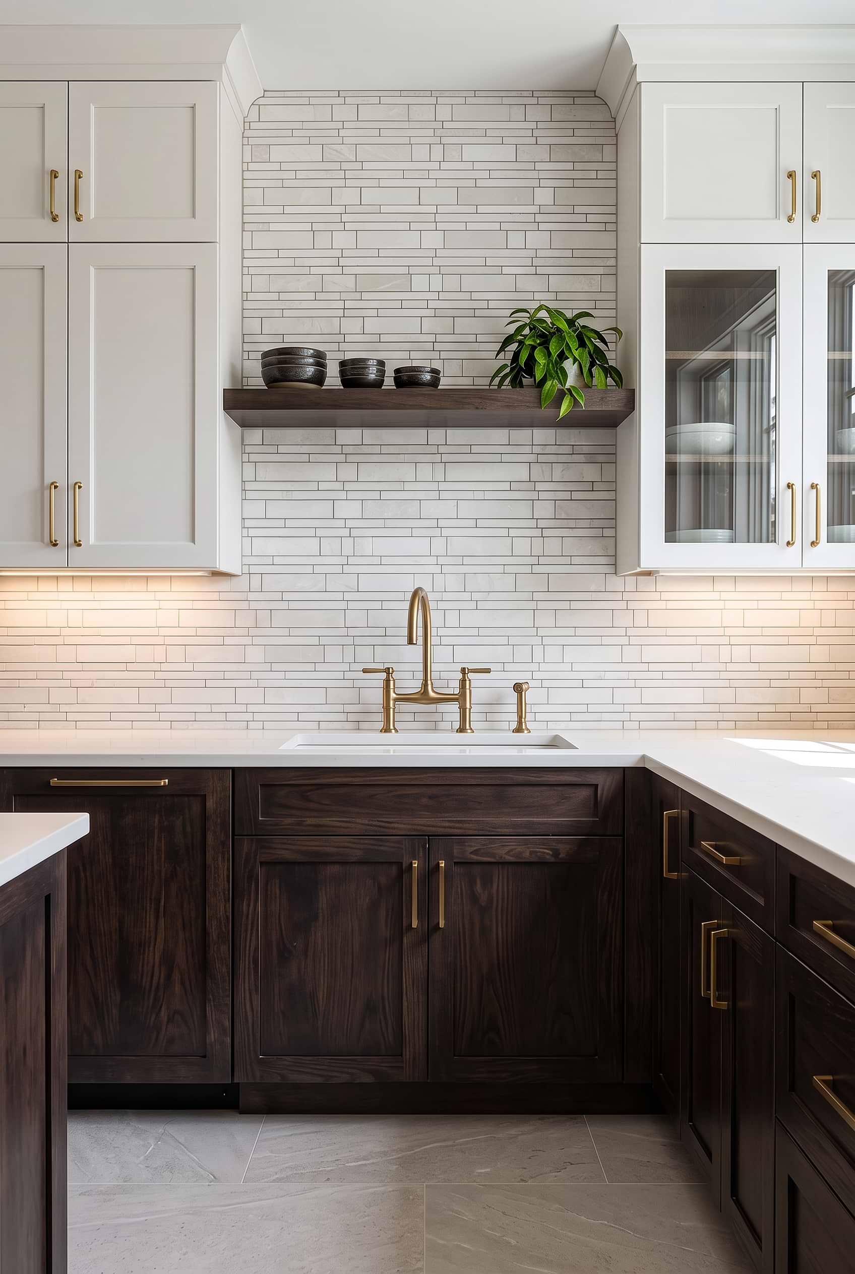 Beige Marble Linear Subway Kitchen Backsplash BA1095
